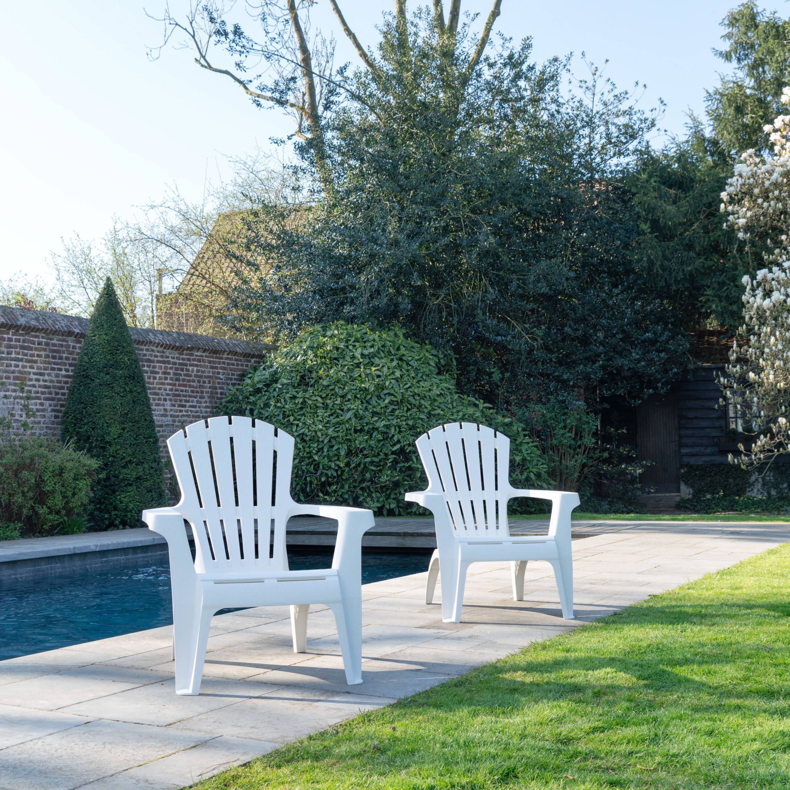 Wilsa Garden - Lot de 2 Fauteuils Adirondack de jardin en résine empilables Blanc - Imagen 1