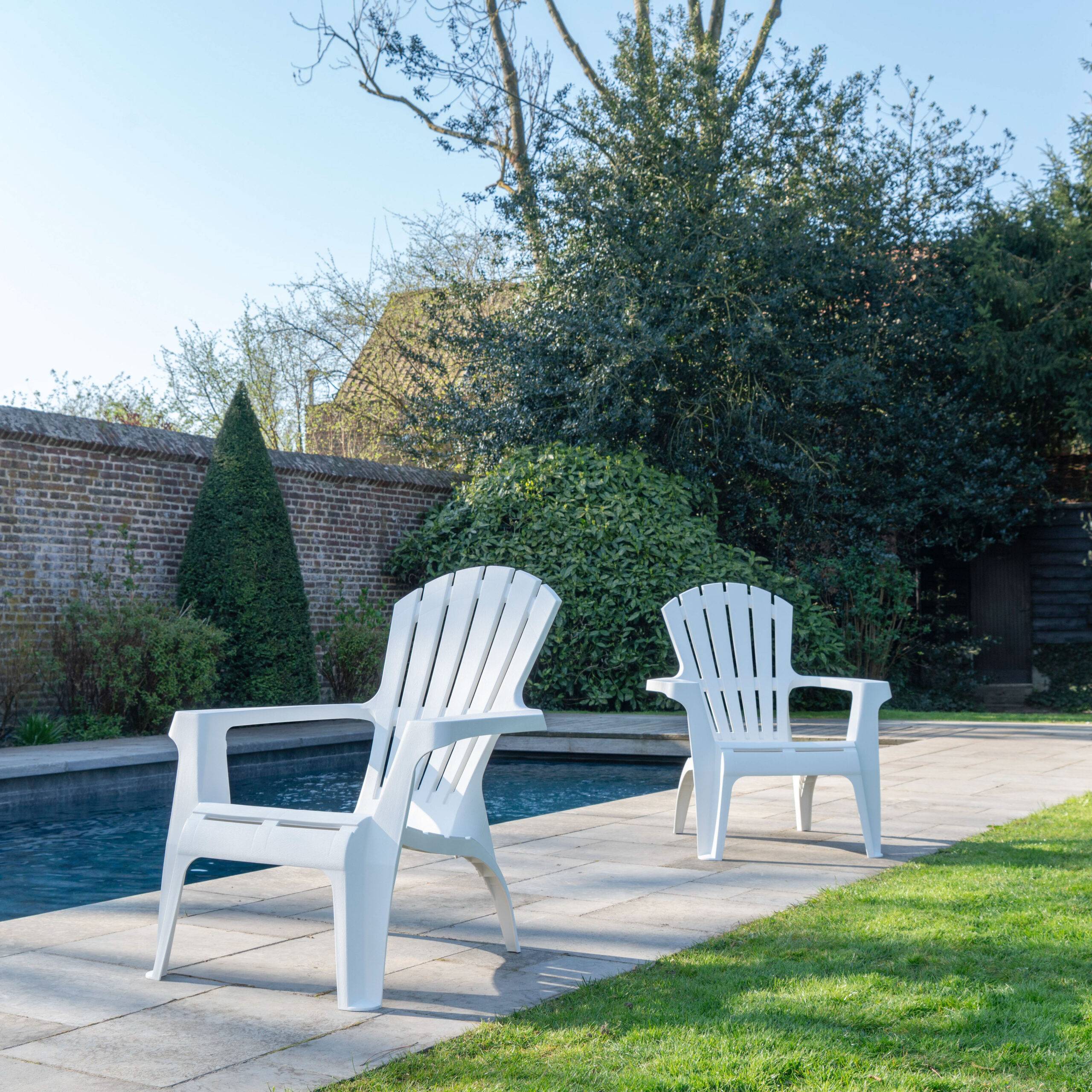 Wilsa Garden - Lot de 2 Fauteuils Adirondack de jardin en résine empilables Blanc - Imagen 3