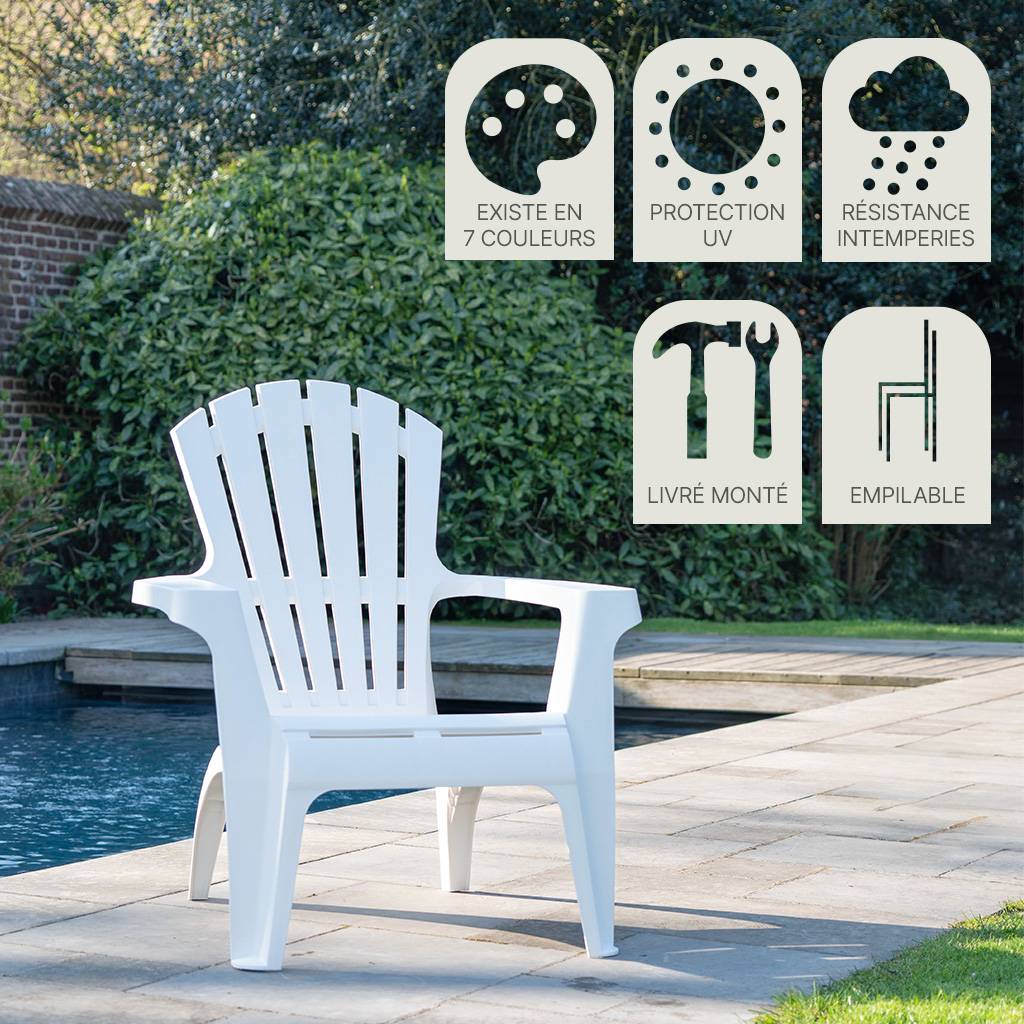 Wilsa Garden - Lot de 2 Fauteuils Adirondack de jardin en résine empilables Blanc - Imagen 9