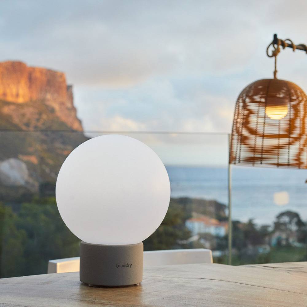 Lumisky - Lampe de table sans fil béton TERRA Gris H25cm - Imagen 9