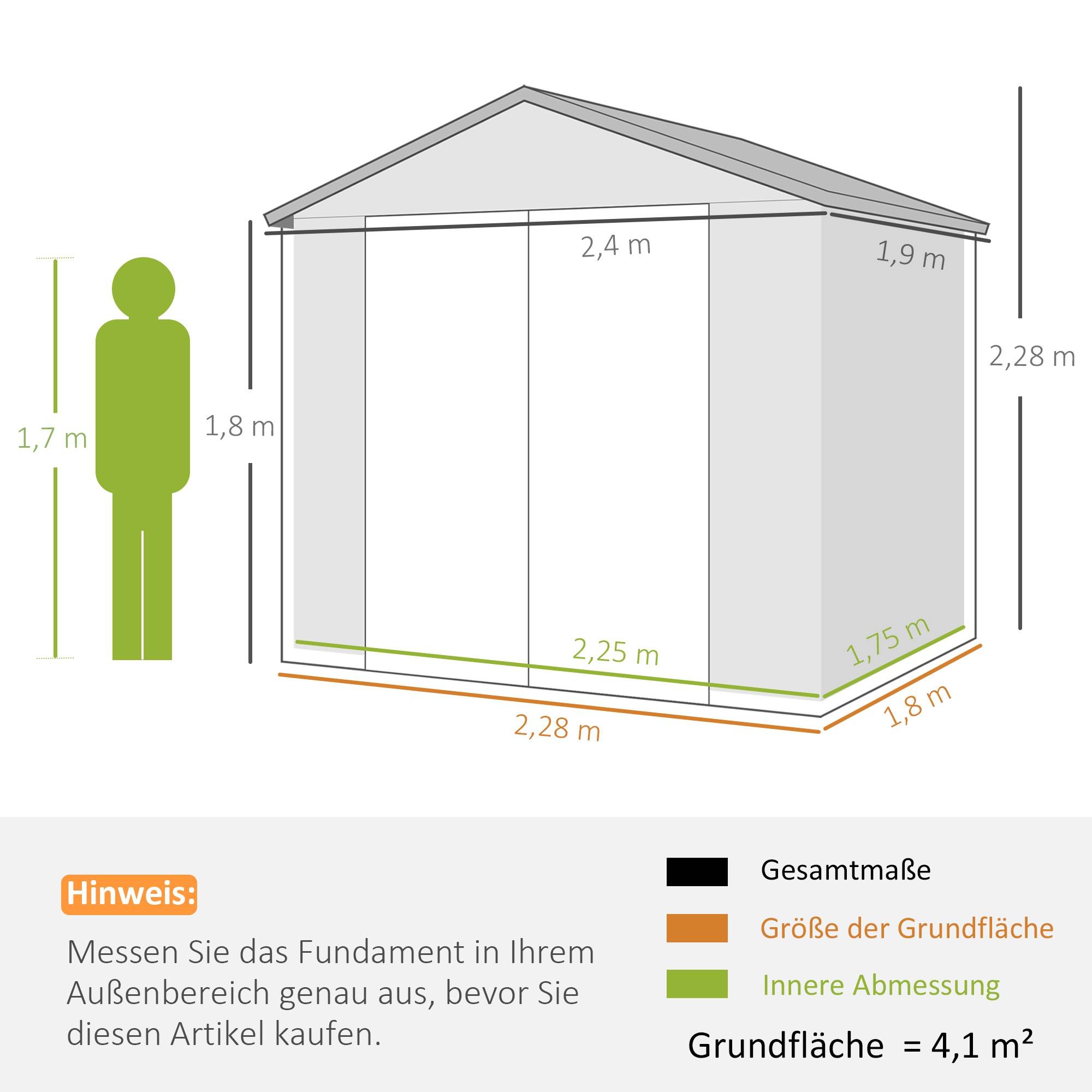 Abri 4,1m² jardin toit double pente 240x190x180/228cm - Image 5