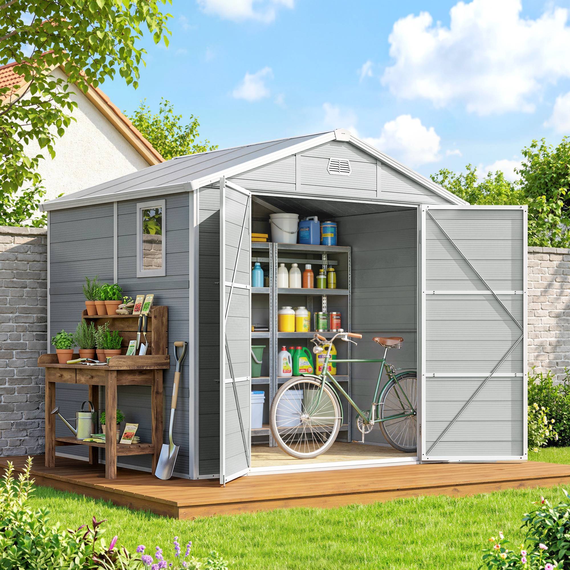 Abri 4,1m² jardin toit double pente 240x190x180/228cm - Image 3
