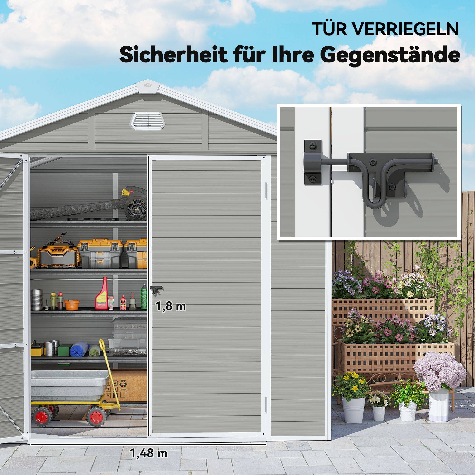 Abri 4,1m² jardin toit double pente 240x190x180/228cm - Image 9