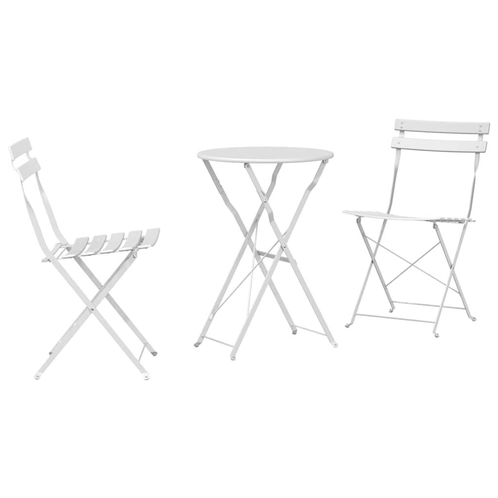 Salon de jardin pliant 2 personnes en Acier pour rangement facile terrasse Blanc – ComfortXL Outdoor Living - Image 2