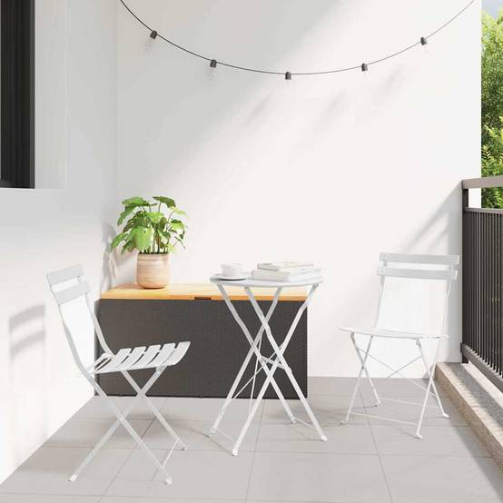 Salon de jardin pliant 2 personnes en Acier pour rangement facile terrasse Blanc – ComfortXL Outdoor Living - Image 1