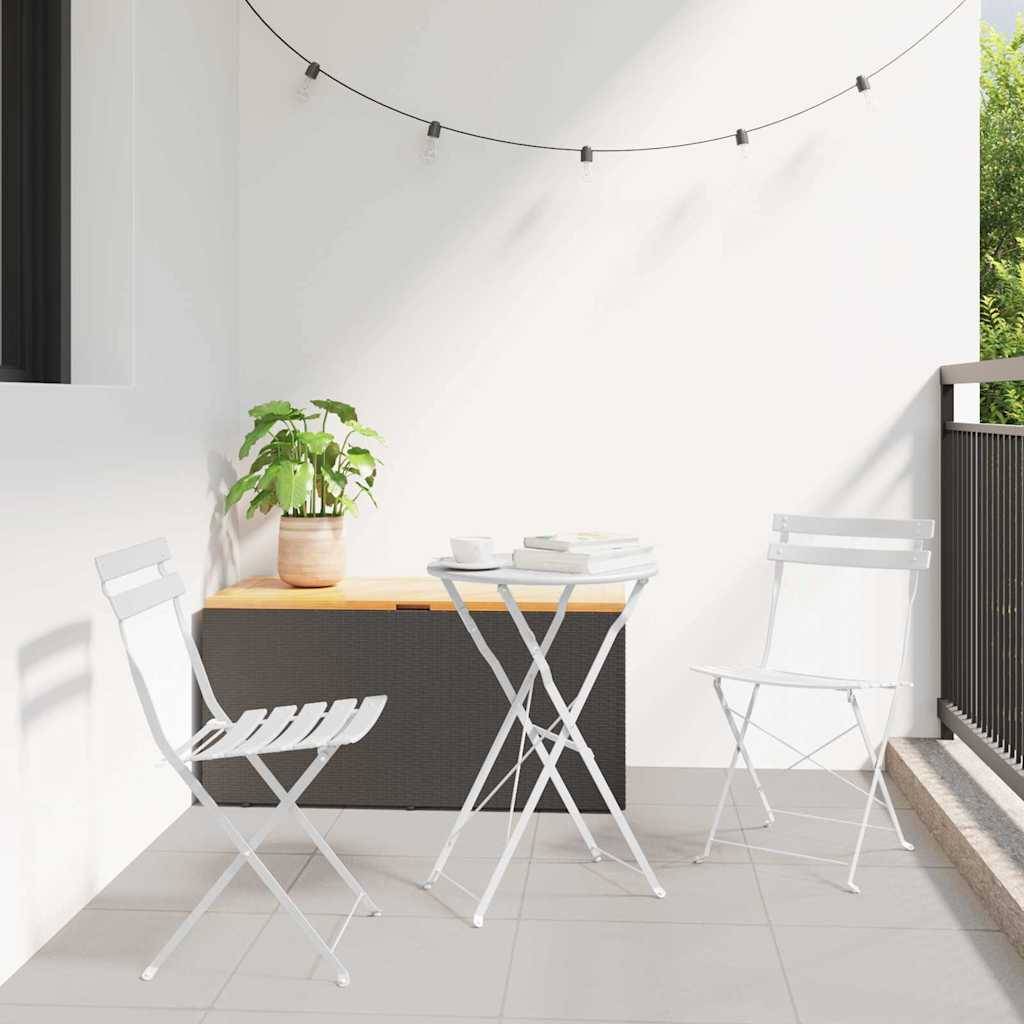 Salon de jardin pliant 2 personnes en Acier pour rangement facile terrasse Blanc – ComfortXL Outdoor Living - Image 1