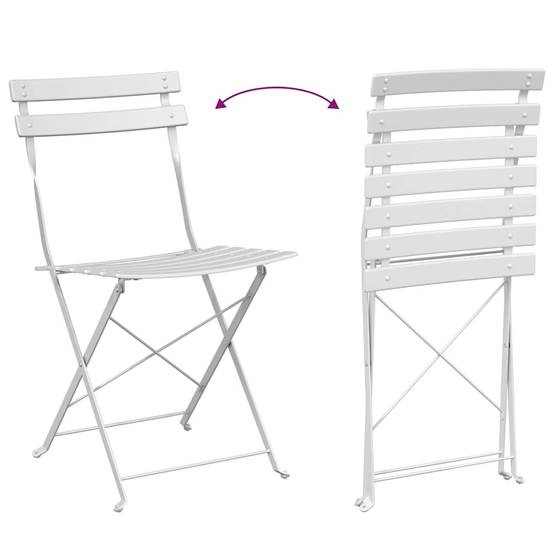 Salon de jardin pliant 2 personnes en Acier pour rangement facile terrasse Blanc – ComfortXL Outdoor Living - Image 9