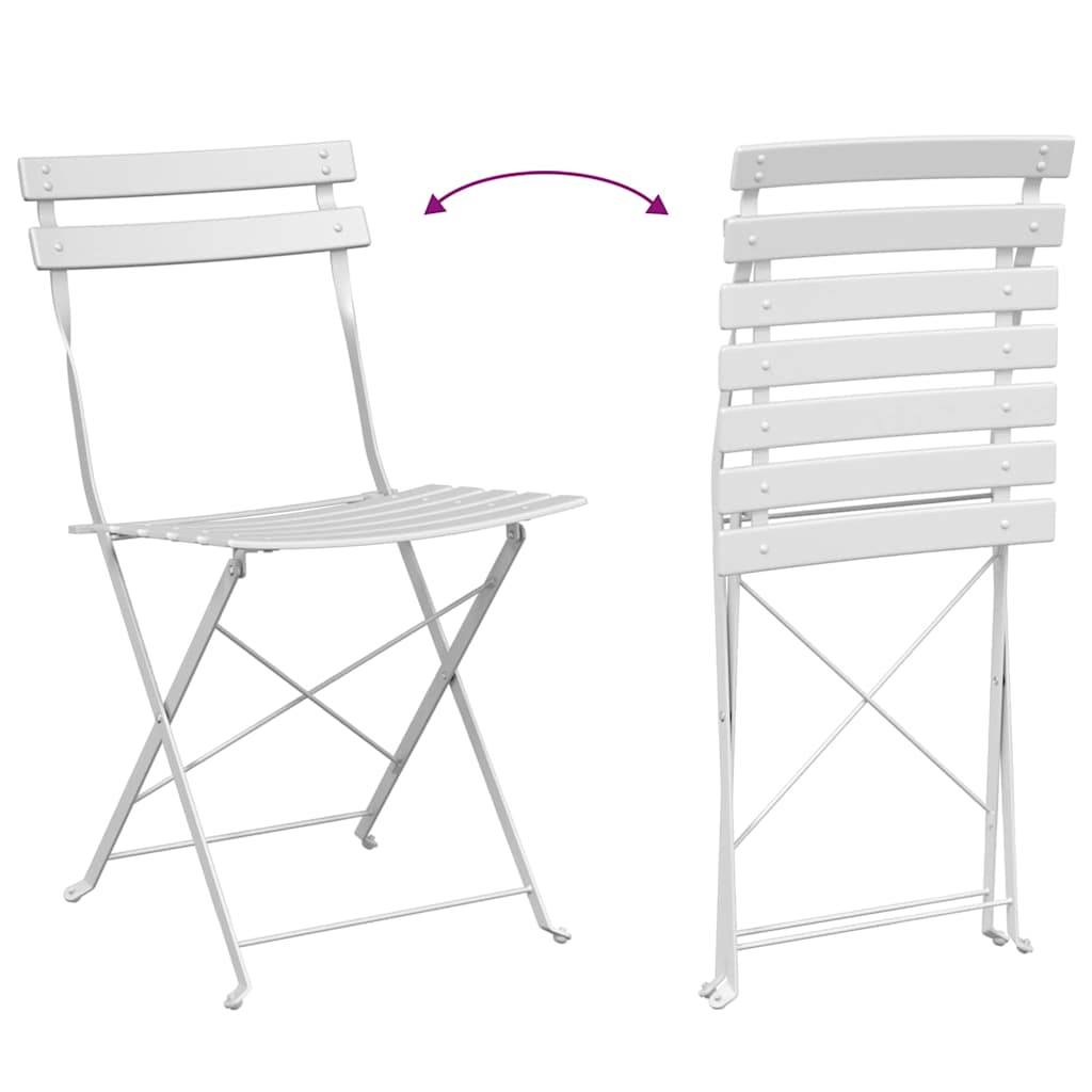 Salon de jardin pliant 2 personnes en Acier pour rangement facile terrasse Blanc – ComfortXL Outdoor Living - Image 9