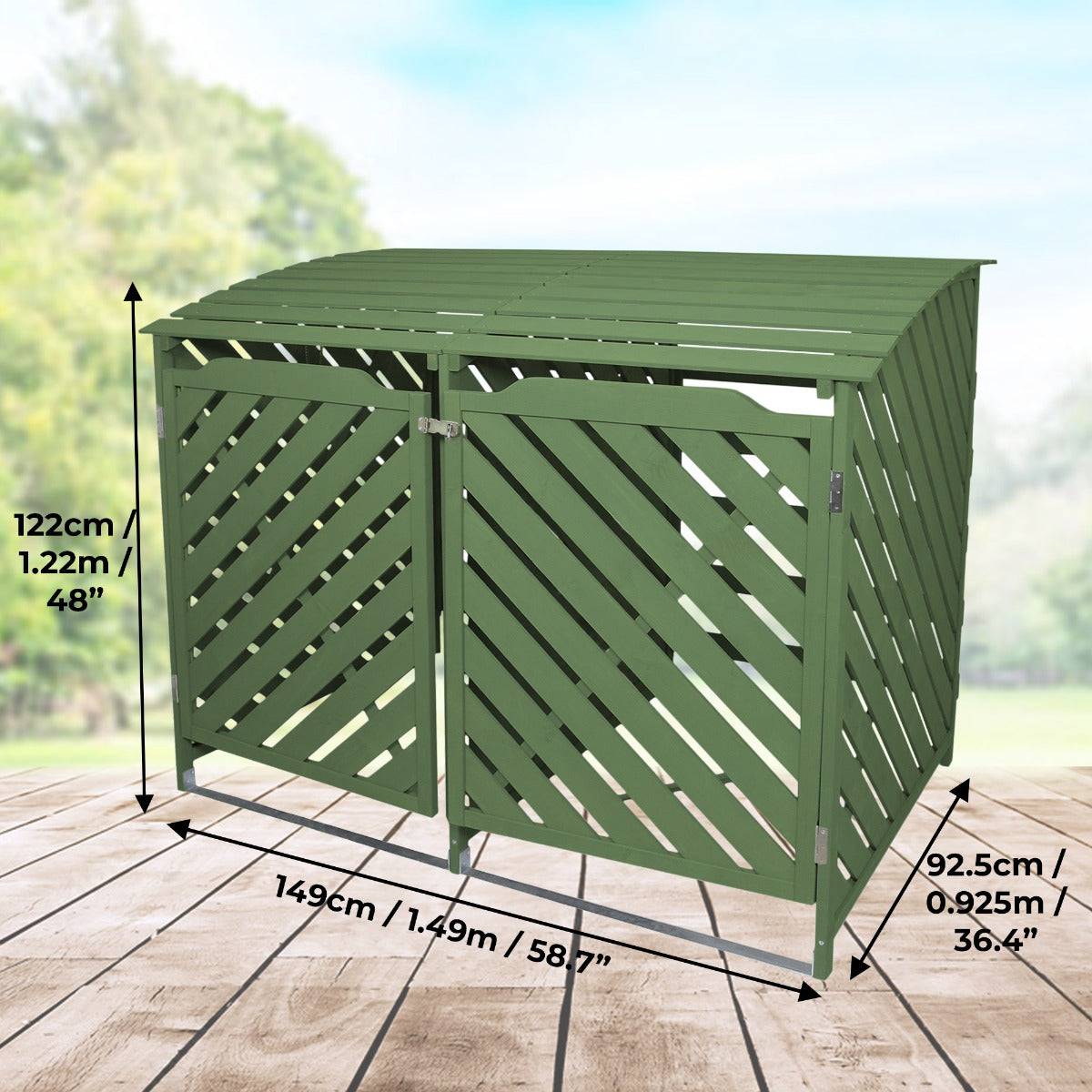 Monstershop - Cache Poubelle Double Vert Sauge - 122cm x 149cm x 92cm - Image 3