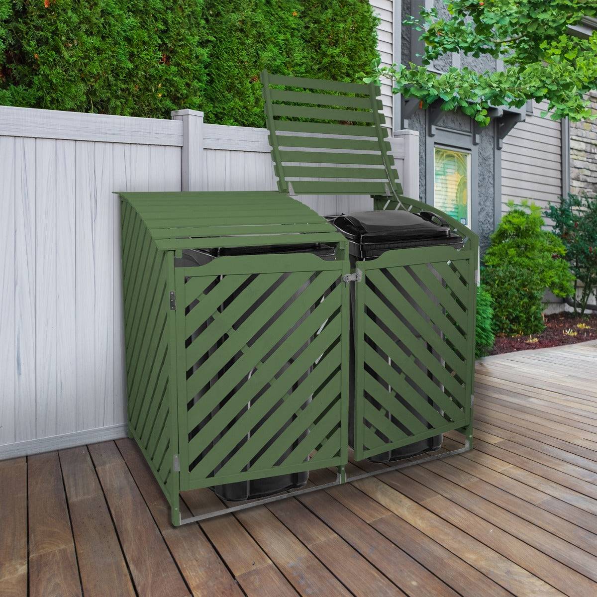 Monstershop - Cache Poubelle Double Vert Sauge - 122cm x 149cm  x 92cm - Image 2