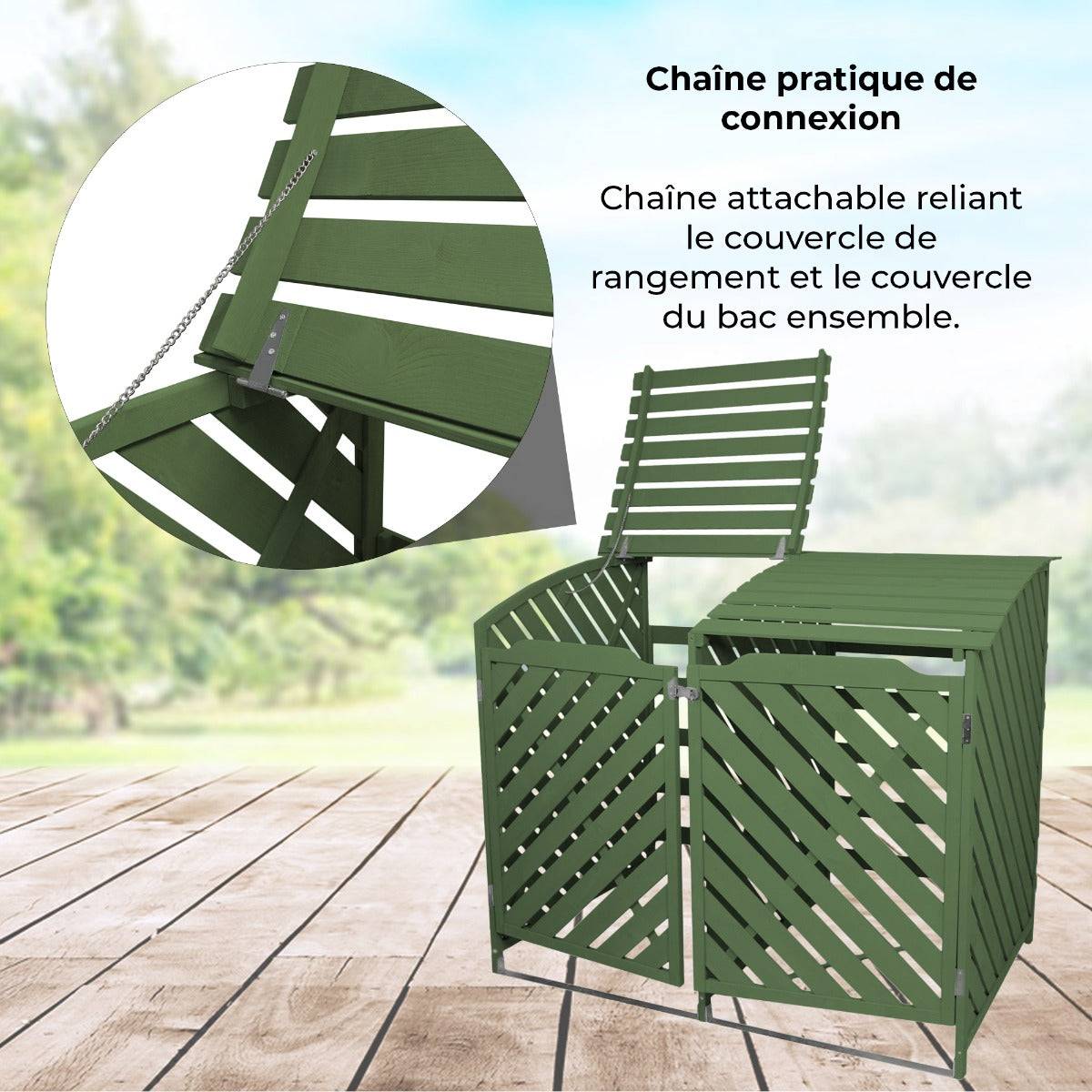 Monstershop - Cache Poubelle Double Vert Sauge - 122cm x 149cm x 92cm - Image 5