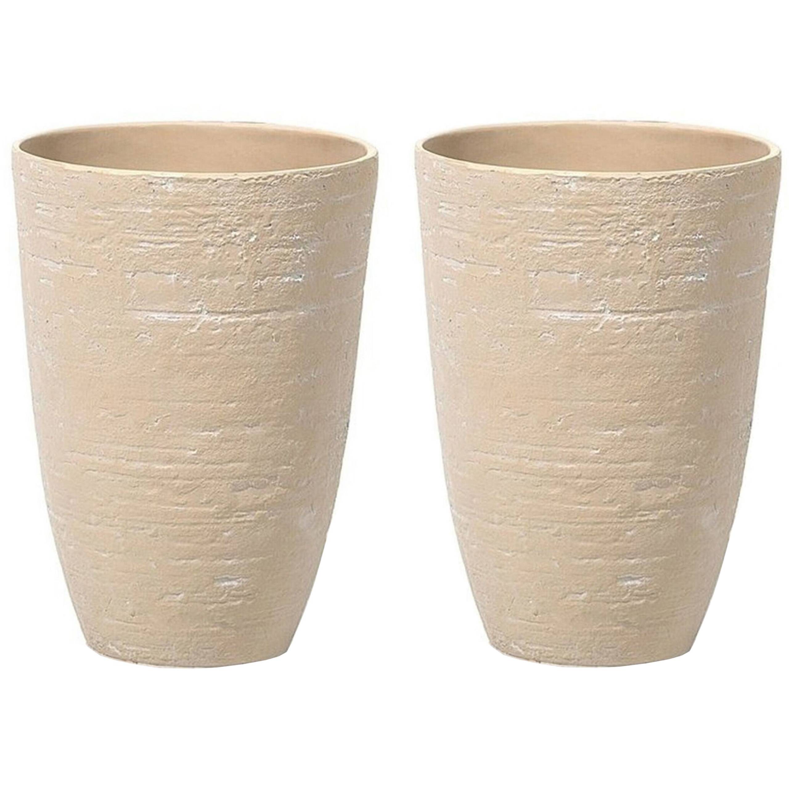 Cache-pot d'extérieur Fibre d'argile Beige CAMIA - Beliani - Image 1