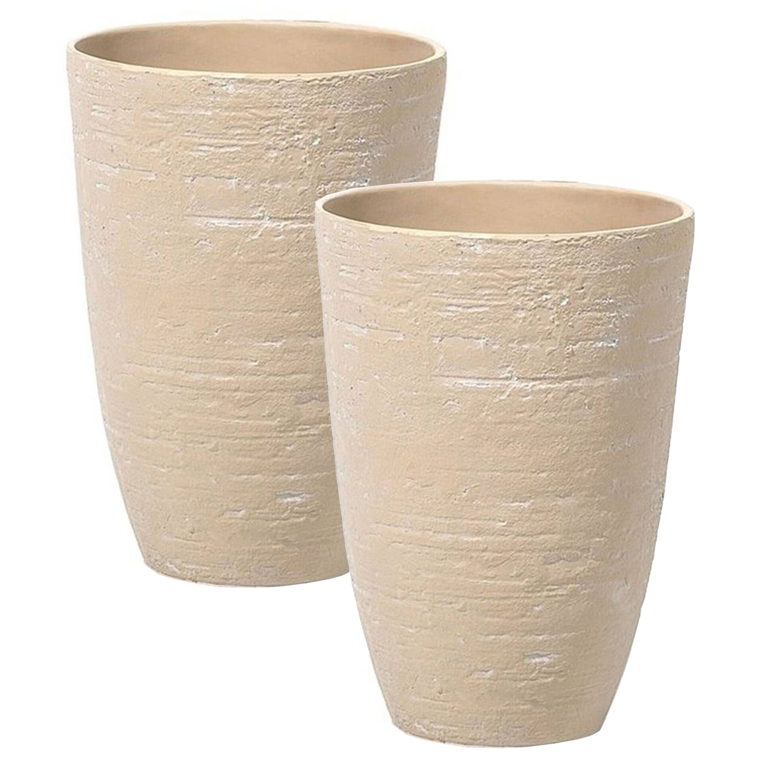 Beliani - Cache-pot d'extérieur Fibre d'argile Beige CAMIA - 35x35x50- Beliani - Imagen 2