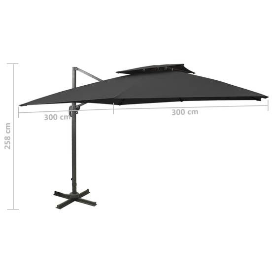 PANGIVO - Parasol déporté aluminium noir 300 x 300 x 258 cm - PANGIVO - Image 9