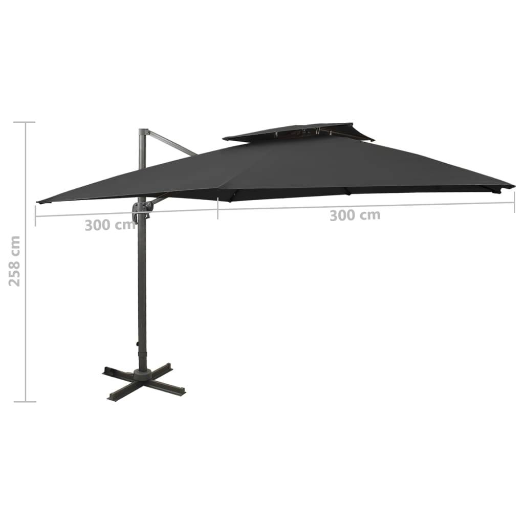 PANGIVO - Parasol déporté aluminium noir 300 x 300 x 258 cm - PANGIVO - Image 9