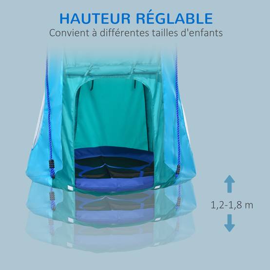Balançoire nid d'oiseau - Outsunny - ronde 100 cm hauteur réglable à suspendre jardin extérieur charge 150 kg - acier - bleu - Jeux - Jouets Balançoire nid d'oiseau - Outsunny - ronde 100 cm hauteur réglable à suspendre jardin extérieur charge 150 kg - acier - bleu - Jeux - Jouets