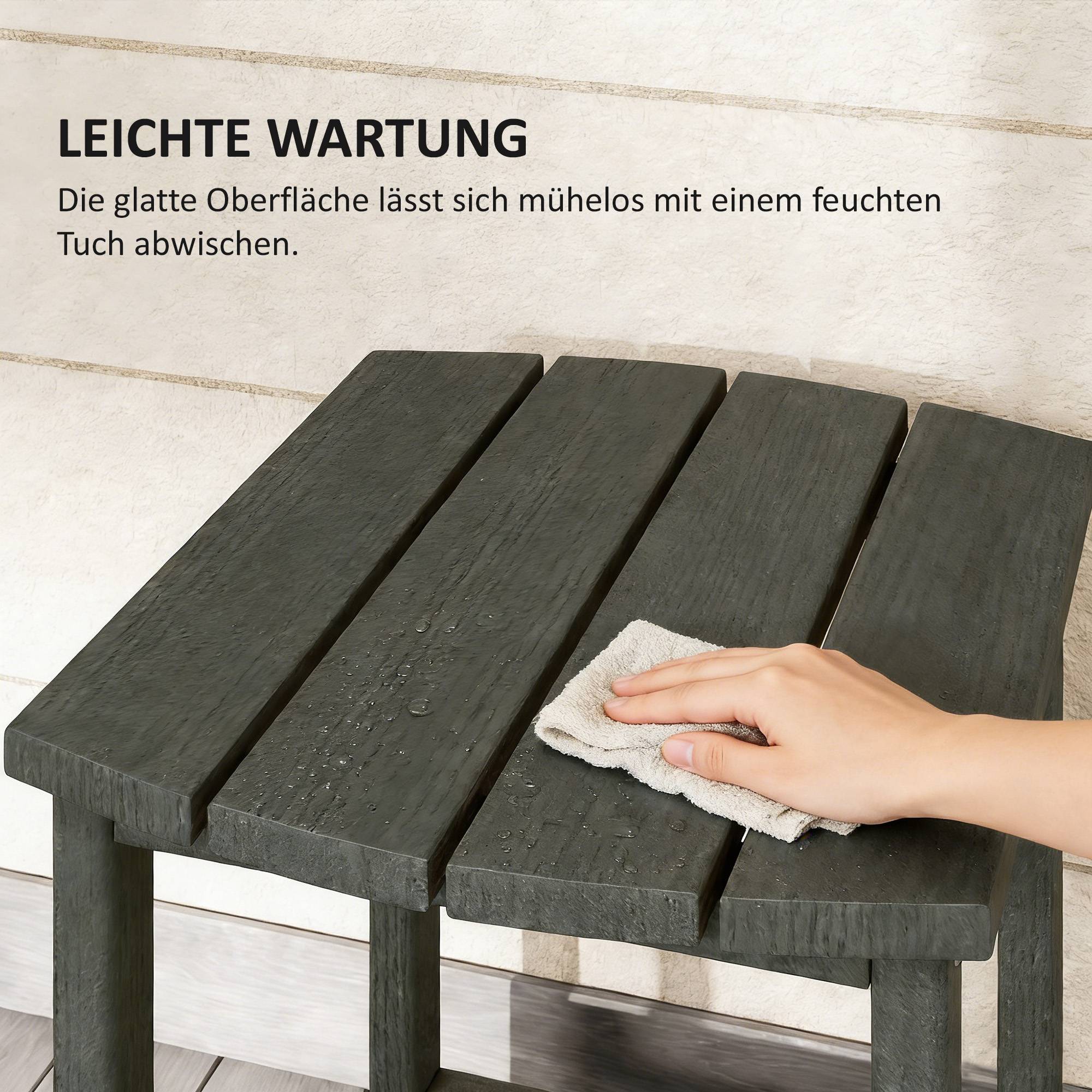 ComfortXL - Table d’appoint extérieur HDPE 48 x 37 x 46 cm gris jardin terrasse balcon résistante aux intempéries - Image 8