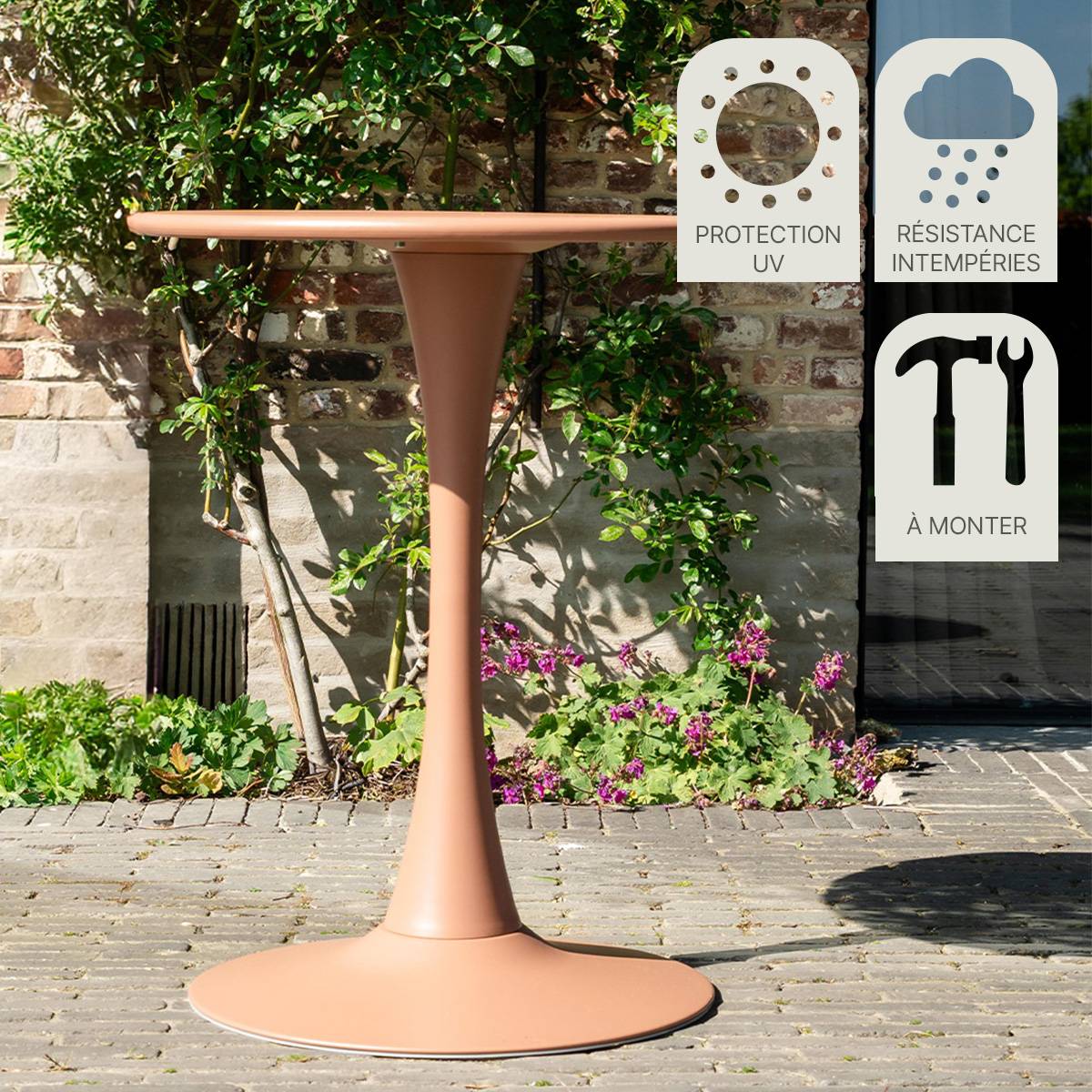 Wilsa Garden - Table ronde de jardin en acier Terracotta PALOMA - Image 9