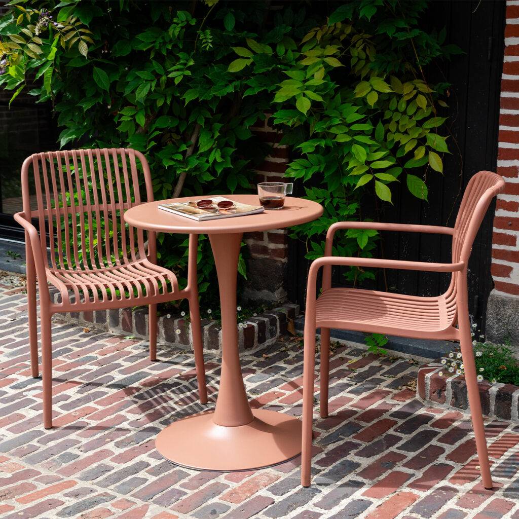 Wilsa Garden - Table ronde de jardin en acier Terracotta PALOMA - Image 3