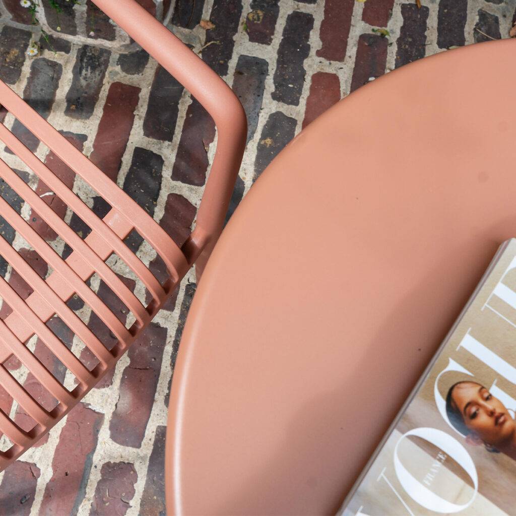 Wilsa Garden - Table ronde de jardin en acier Terracotta PALOMA - Image 5