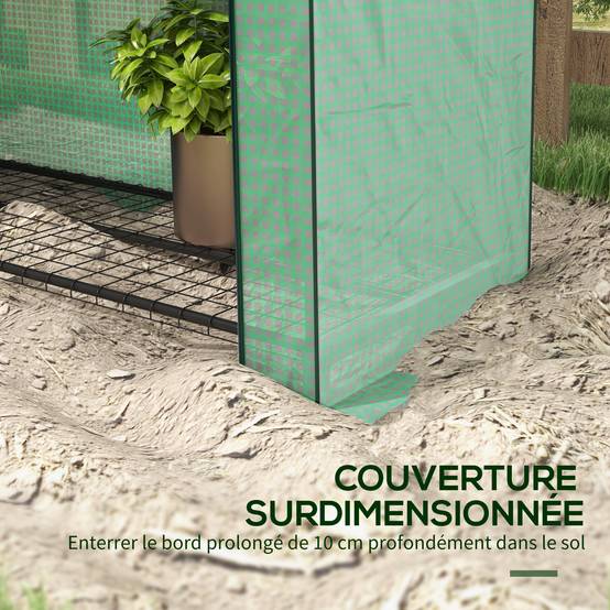 Outsunny - Serre de balcon 120x50x170cm avec 4 étagères, bâche renforcée 135g/m², porte zippée enroulable pour plantes, châssis acier vert - Outsunny - Image 8