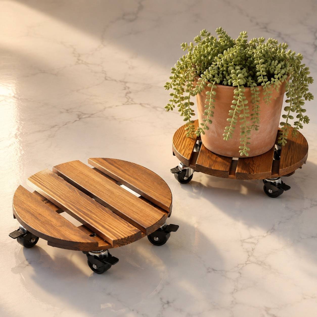 Lot de 2 Roulettes Plantes 30cm, 120kg, roues pivotantes verrouillables Intérieur Extérieur - Image 6