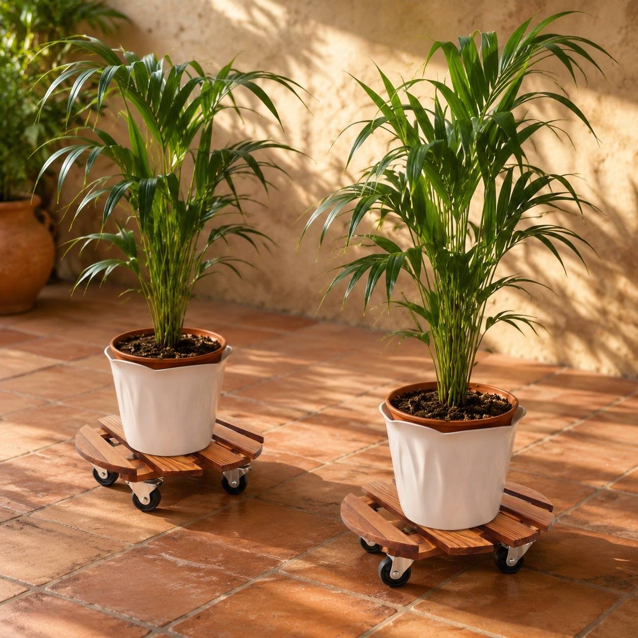Lot de 2 Roulettes Plantes 30cm, 120kg, roues pivotantes verrouillables Intérieur Extérieur - Image 4