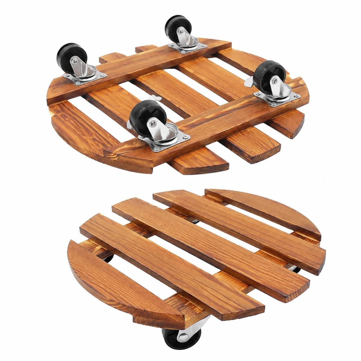 Lot de 2 Roulettes Plantes 30cm, 120kg, roues pivotantes verrouillables Intérieur Extérieur - Image 1