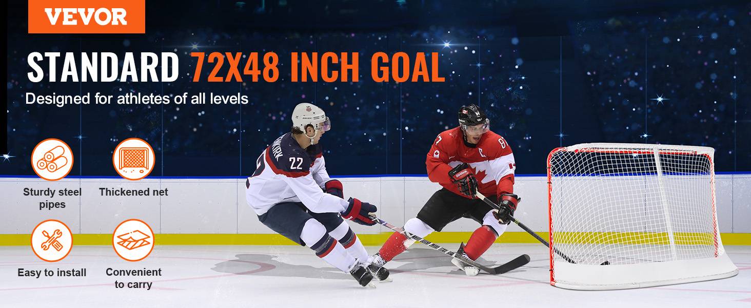 VEVOR Filet hockey rue, but acier 72"x48", intérieur/extérieur, portable. Blanc/rouge. - Image 9