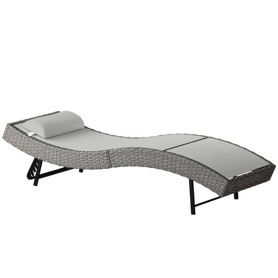 Bain de soleil transat résine tressée dossier réglable jardin piscine gris clair - ComfortXL Outdoor Living - Image 2