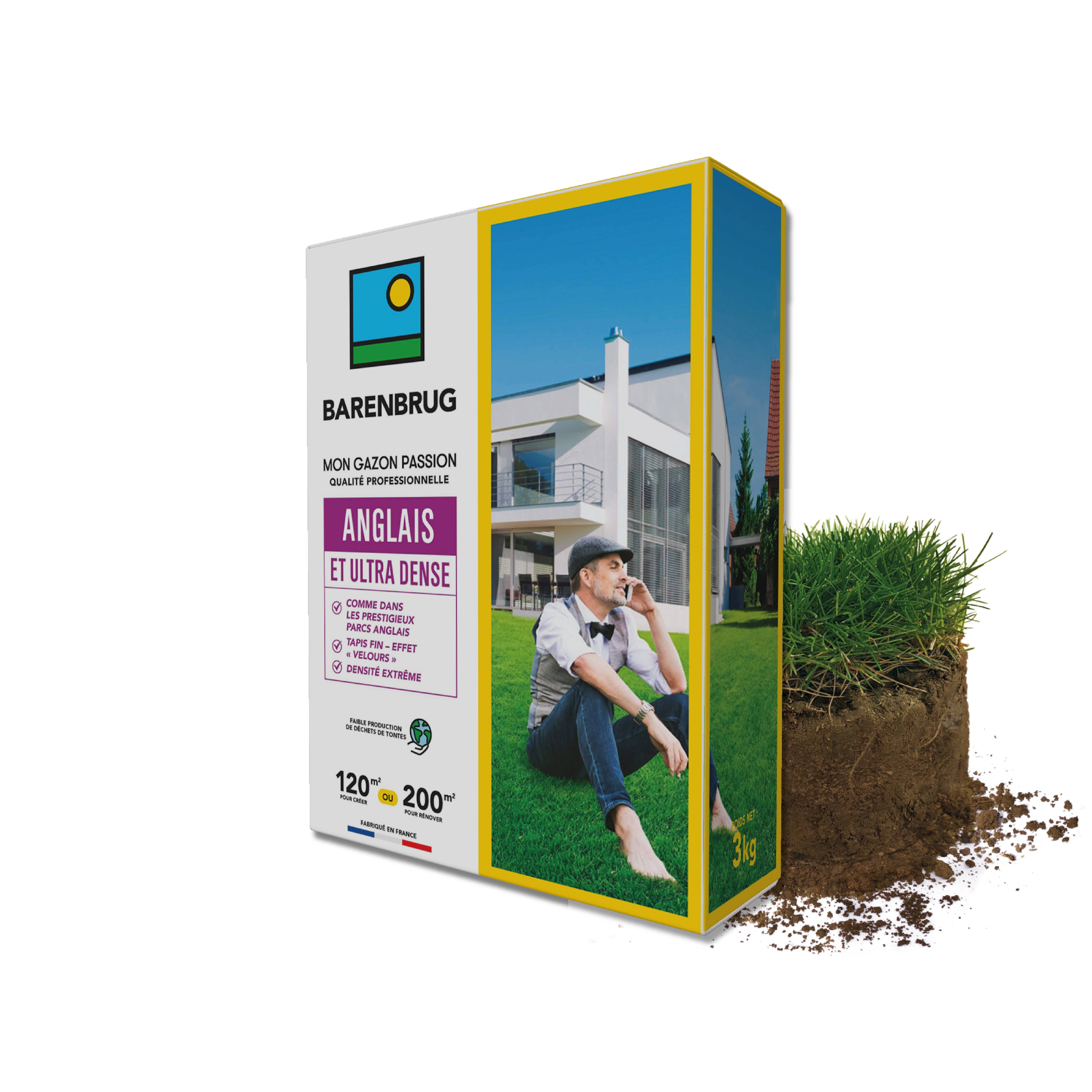 Gazon Anglais et Ultra dense - Aspect Prestigieux Parcs Anglais - Tapis Dense Effet velours - Densité Extrême - 3KG - BARENBRUG