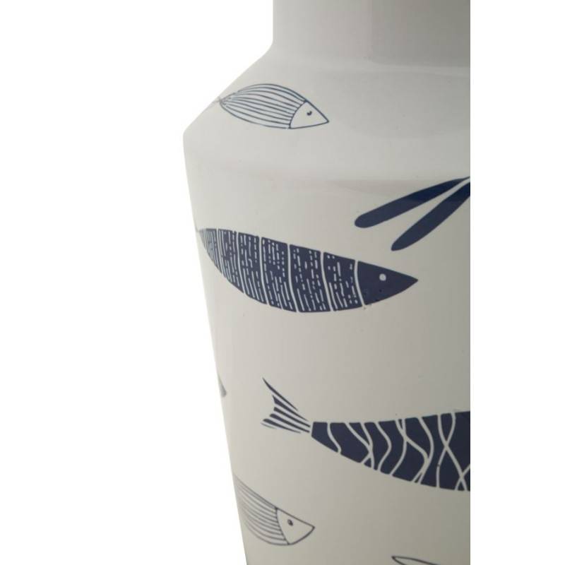 Vase motif poisson en céramique blanche 14x34 cm - Mauro Ferretti - Image 4