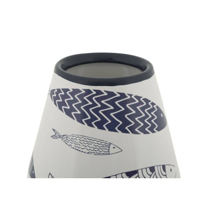 Vase motif poisson en céramique blanche 14x34 cm - Mauro Ferretti - Image 3