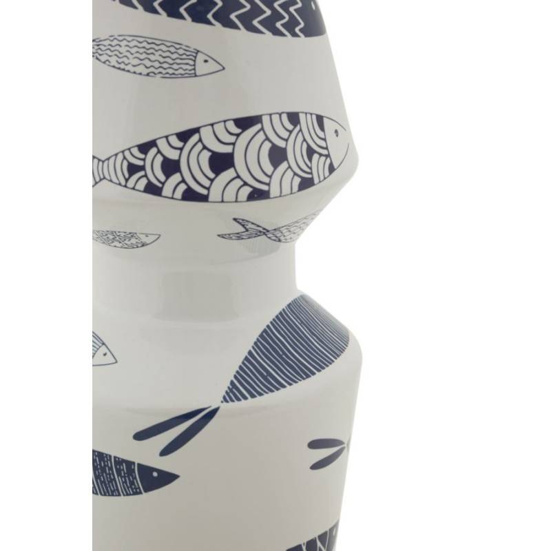 Vase motif poisson en céramique blanche 14x34 cm - Mauro Ferretti - Image 2