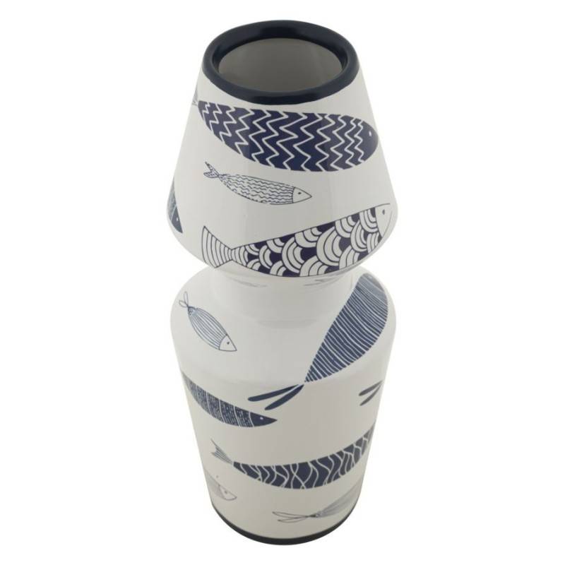 Vase motif poisson en céramique blanche 14x34 cm - Mauro Ferretti - Image 5