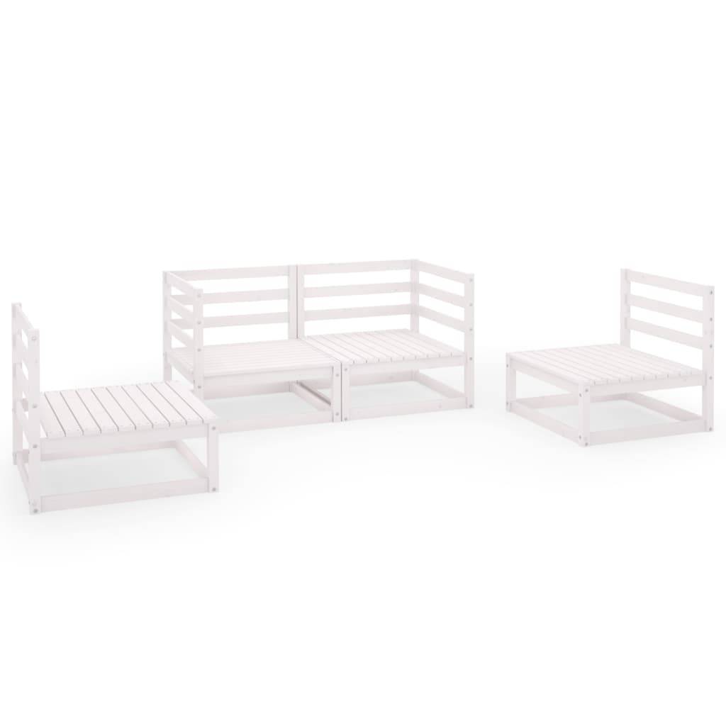Helloshop26 - Salon de jardin meuble d'extérieur ensemble de mobilier 4 pièces blanc bois de pin massif - Imagen 1