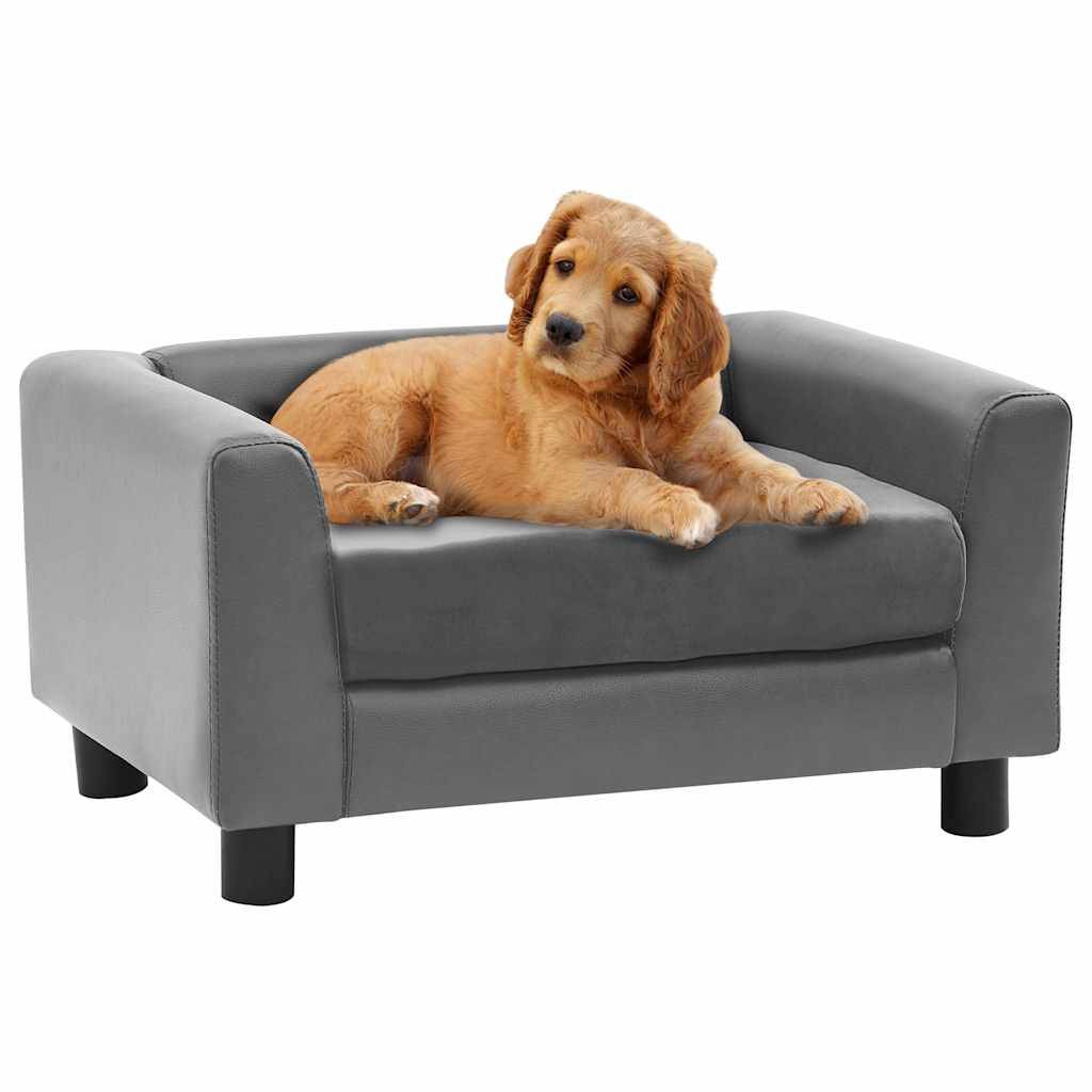 Vidaxl - Canapé pour chien Gris 60x43x30 cm Peluche et similicuir vidaXL 170959 - Imagen 1