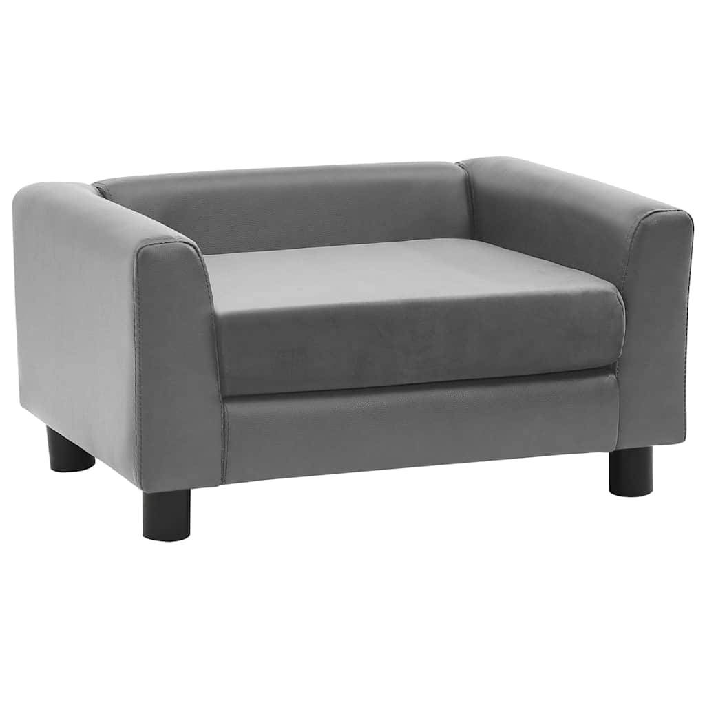 Vidaxl - Canapé pour chien Gris 60x43x30 cm Peluche et similicuir vidaXL 170959 - Imagen 2