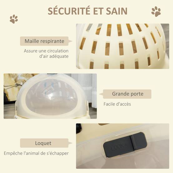 Niche de transport PP peluche pour chat et petit chien repos voyage 41x35cm Beige - ComfortXL Outdoor Living - Image 8