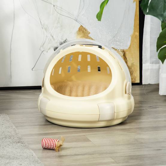 Niche de transport PP peluche pour chat et petit chien repos voyage 41x35cm Beige - ComfortXL Outdoor Living - Image 4