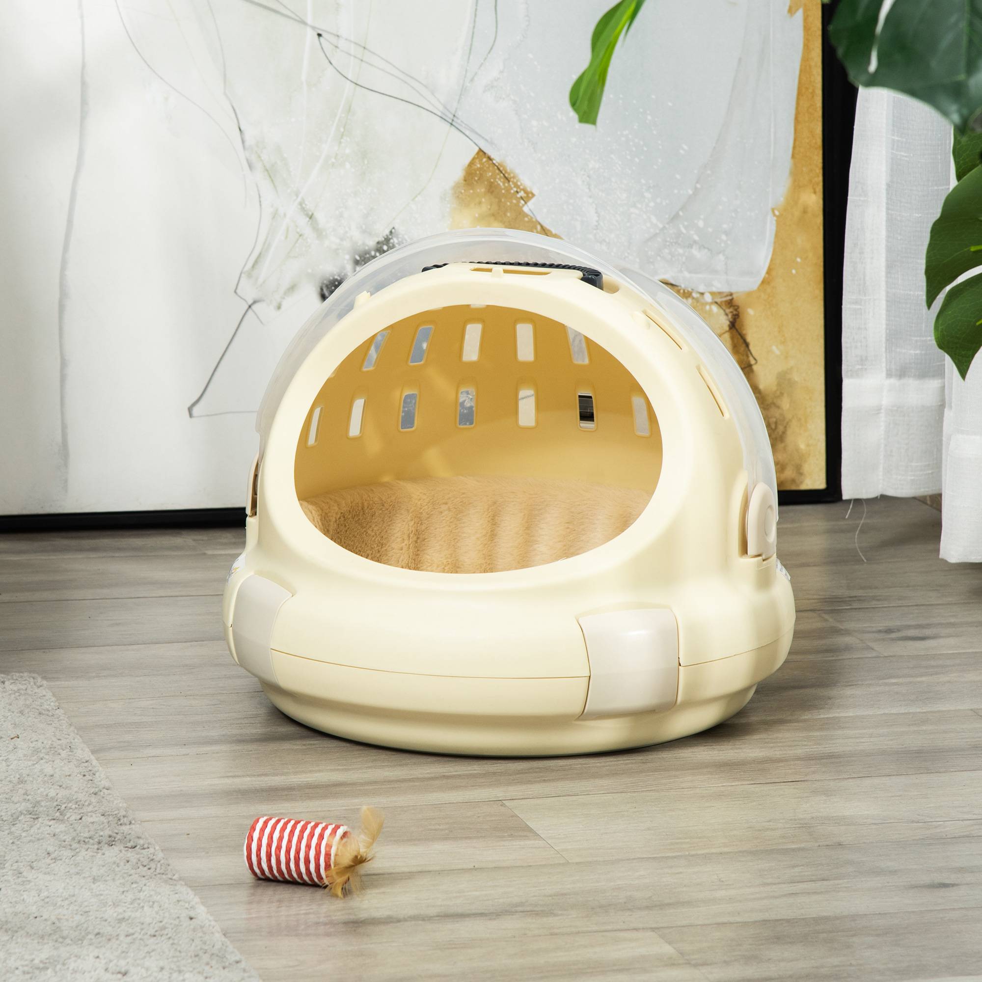 Niche de transport PP peluche pour chat et petit chien repos voyage 41x35cm Beige - ComfortXL Outdoor Living - Image 4