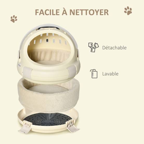 Niche de transport PP peluche pour chat et petit chien repos voyage 41x35cm Beige - ComfortXL Outdoor Living - Image 9