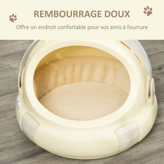 Niche de transport PP peluche pour chat et petit chien repos voyage 41x35cm Beige - ComfortXL Outdoor Living - Image 6