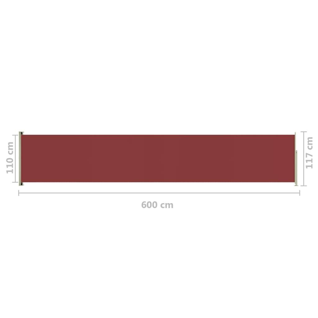 Helloshop26 - Auvent paravent store brise-vue latéral rétractable de patio jardin terrasse balcon protection visuelle écran 117 x 600 cm rouge - Imagen 6