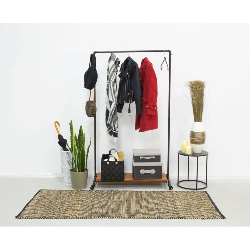 Aubry Gaspard - Tapis rectangulaire en jute et coton noir - Imagen 2