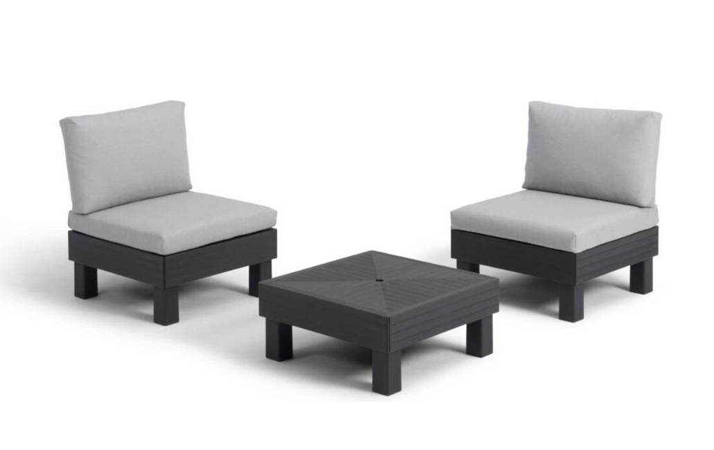 Keter - Lot 2 Fauteuils et table basse Elements - Anthracite - KETER - Image 1