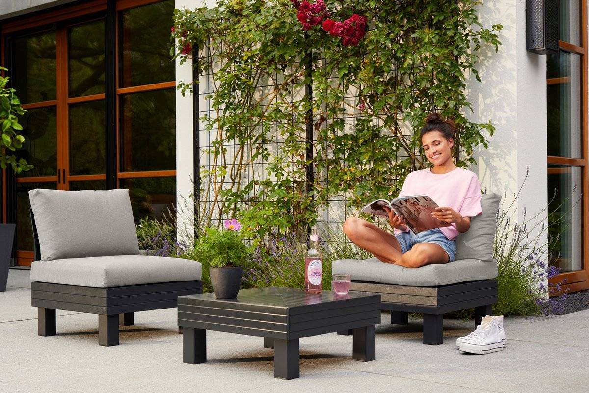 Keter - Lot 2 Fauteuils et table basse Elements - Anthracite - KETER - Image 5