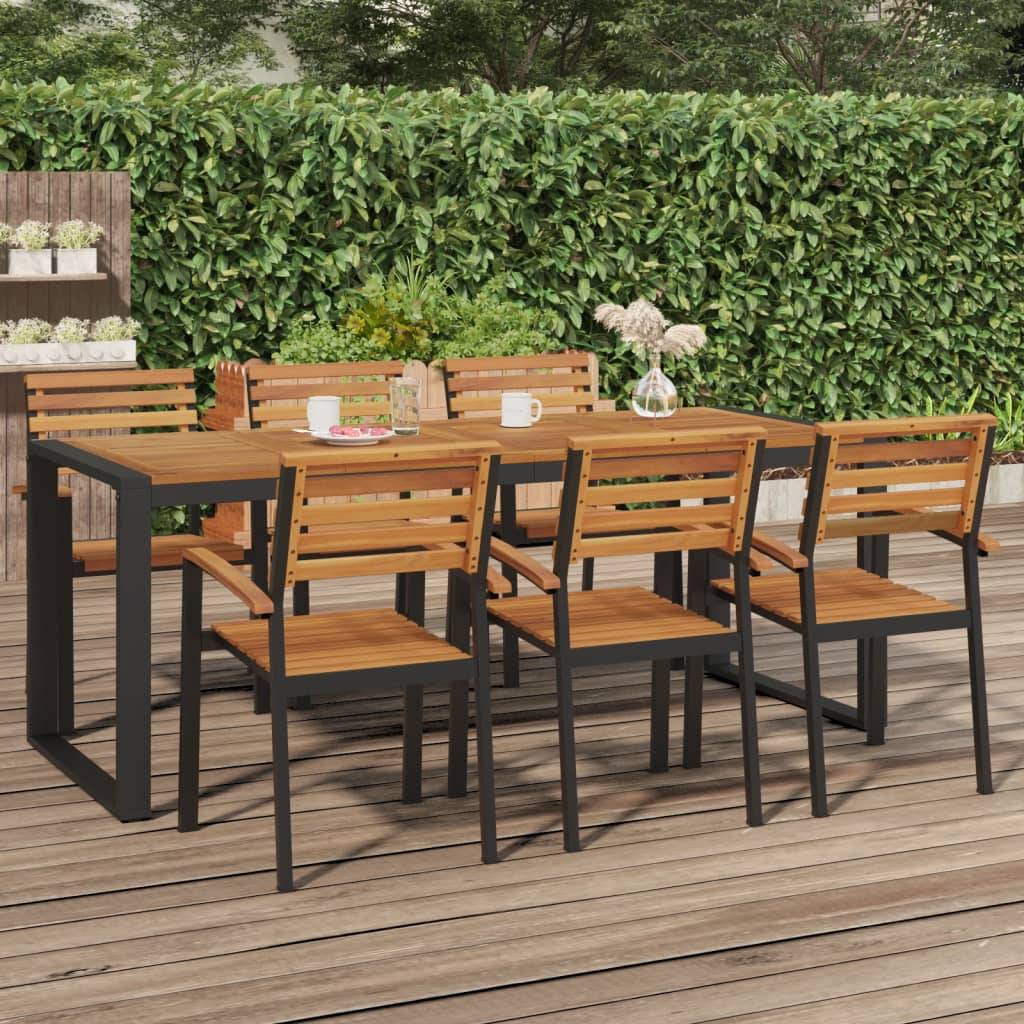 Table de jardin - Table de patio et pieds en forme de U 200x90x75 cm bois acacia P2212 - Image 2