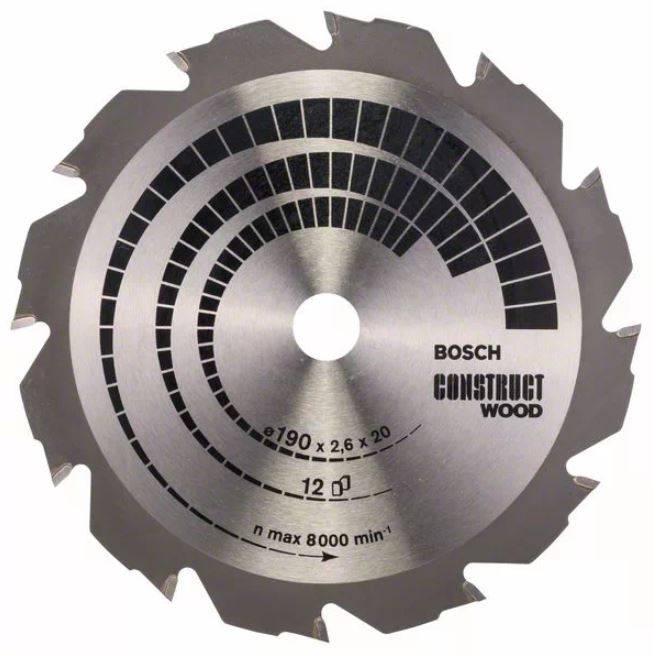 Bosch - Lame de scie circulaire Construct Wood D190mm pour le bois 12 dents - BOSCH - 2608641201