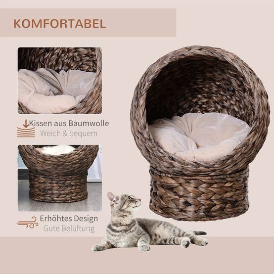 Panier pour chat jacinthe d'eau marron et beige 50 x 42 x 60 cm - PANGIVO - Image 6